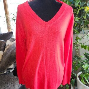 Croft & Barrow Women's Red V Neck Long Sleeve‎ Sweater Size XXL